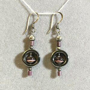 Purple/Black/Silver Earrings